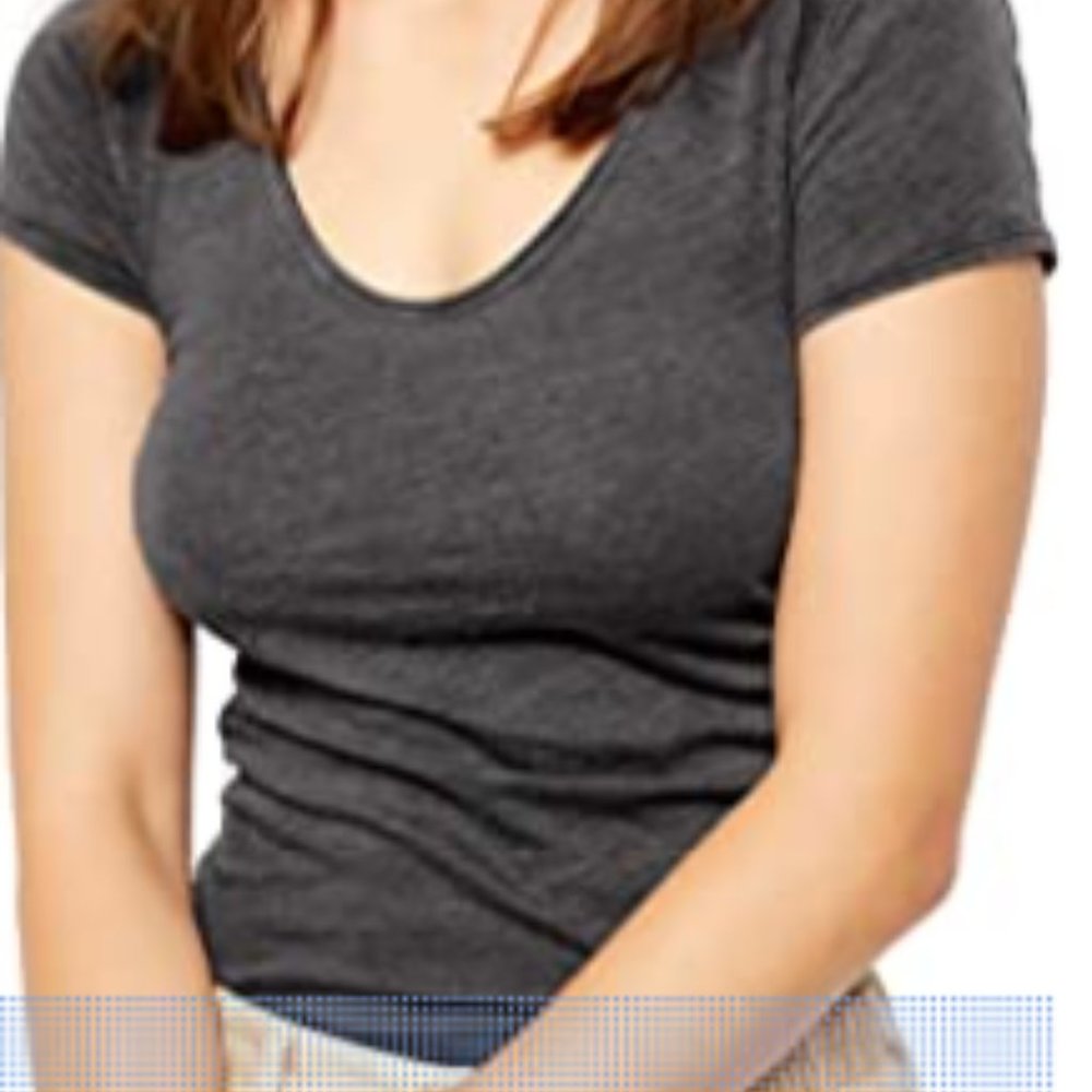 Free People Ruched Scoop Neck Gray Women's Short Sleeve T-Shirt